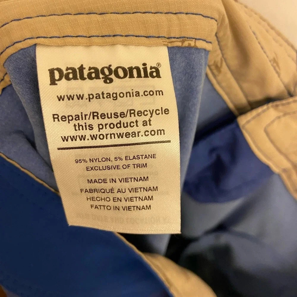 Patagonia Stretch Wavefarer Boardshort Stripe Row Band Big Sky Blue Size 36 - Picture 7 of 7